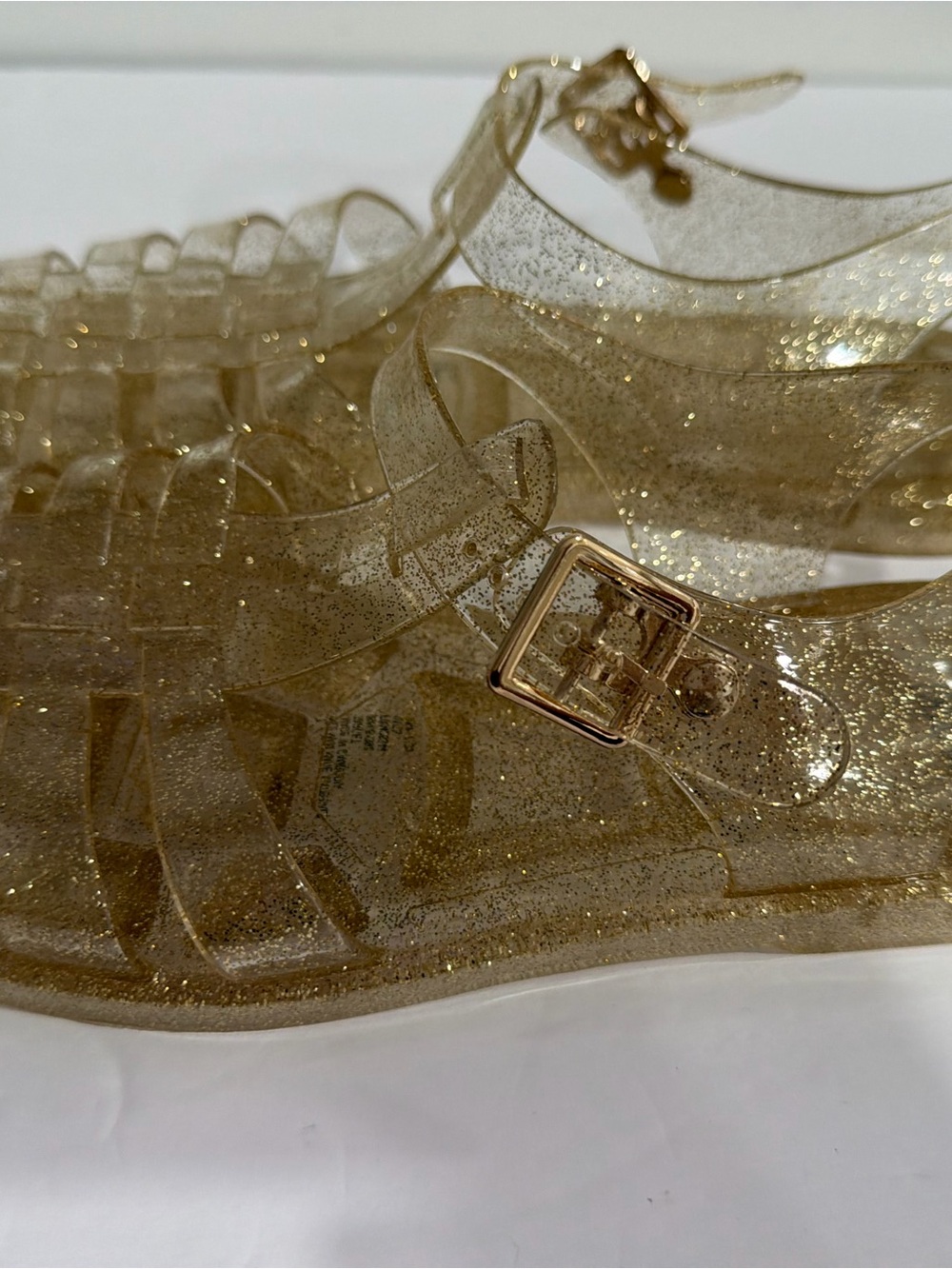 Gold Glitter Jelly Sandals - Women